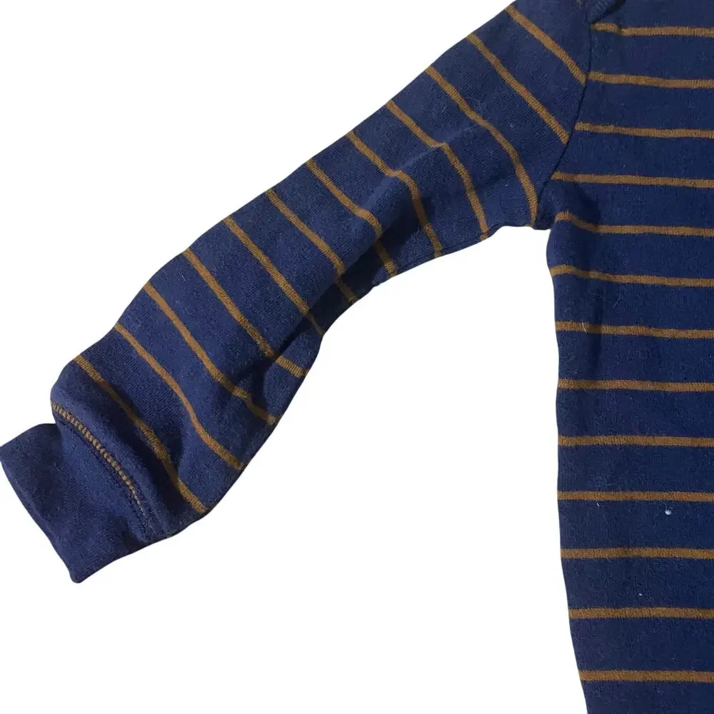 Carter's Blue Brown Striped Long Sleeve Casual One Piece Baby Boy Sz 12M